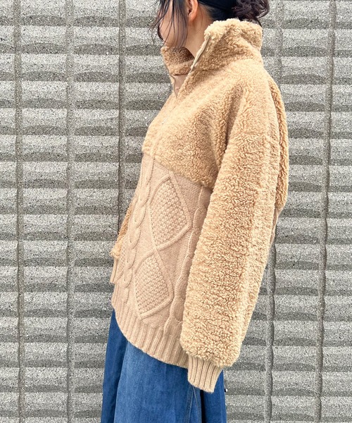 BEATJIVE(ビートジャイブ)の「ビッグシルエット ハーフジップ ニット プルオーバー レディース(ニット/セーター・レディース・グレー/ベージュ/ブラウン・FREE)」の7枚目の写真