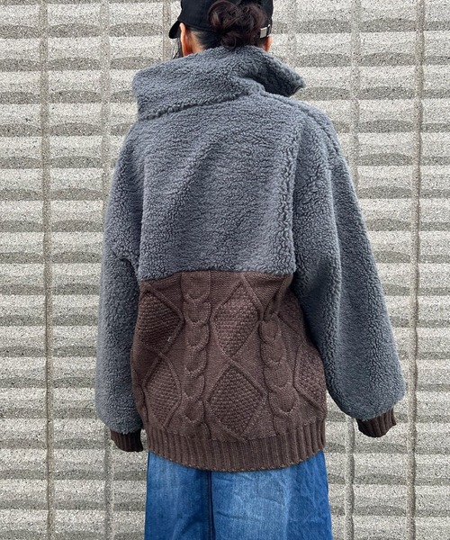 BEATJIVE(ビートジャイブ)の「ビッグシルエット ハーフジップ ニット プルオーバー レディース(ニット/セーター・レディース・グレー/ベージュ/ブラウン・FREE)」の9枚目の写真