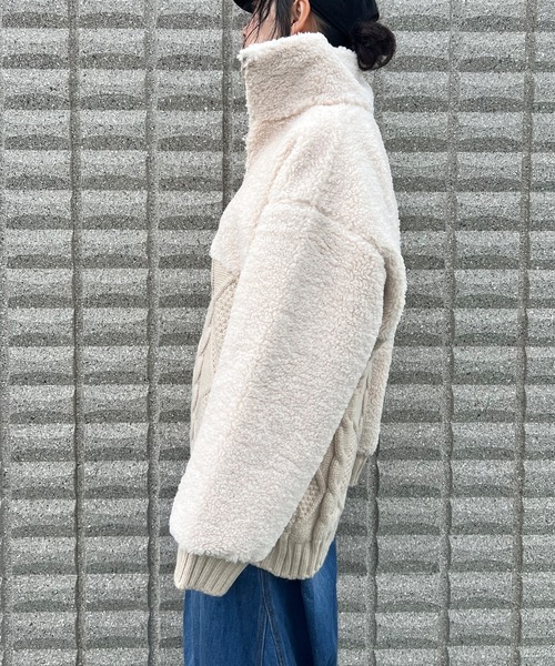 BEATJIVE(ビートジャイブ)の「ビッグシルエット ハーフジップ ニット プルオーバー レディース(ニット/セーター・レディース・グレー/ベージュ/ブラウン・FREE)」の12枚目の写真