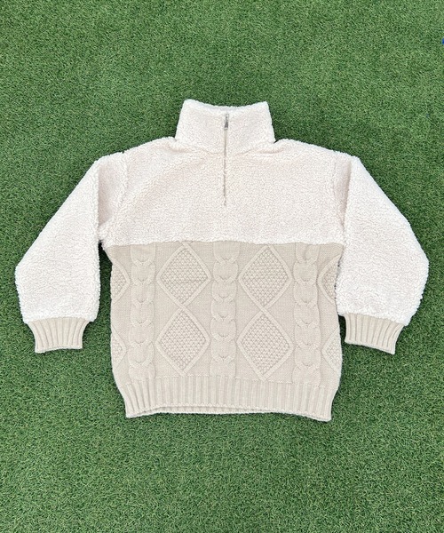 BEATJIVE(ビートジャイブ)の「ビッグシルエット ハーフジップ ニット プルオーバー レディース(ニット/セーター・レディース・グレー/ベージュ/ブラウン・FREE)」の5枚目の写真