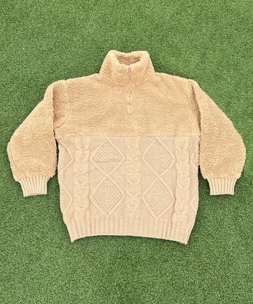 BEATJIVE(ビートジャイブ)の「ビッグシルエット ハーフジップ ニット プルオーバー レディース(ニット/セーター・レディース・グレー/ベージュ/ブラウン・FREE)」の13枚目の写真