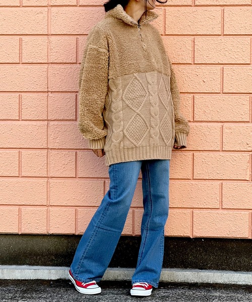 BEATJIVE(ビートジャイブ)の「ビッグシルエット ハーフジップ ニット プルオーバー レディース(ニット/セーター・レディース・グレー/ベージュ/ブラウン・FREE)」の21枚目の写真