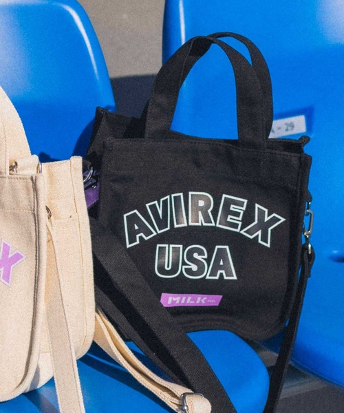 AVIREX(アヴィレックス)の「【MILKFED.×AVIREX】MINI TOTE BAG/ ミニトートバッグ(トートバッグ・レディース・ホワイト系2/ブラック・F)」の2枚目の写真