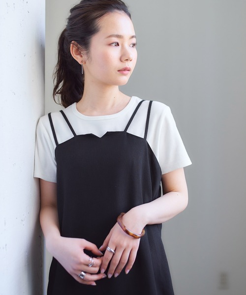 titivate(ティティベイト)の「クルーネックコットンカットソーTシャツ(Tシャツ/カットソー・レディース・ベージュ/パープル/ブラック/グレー/オフホワイト・S/M/L)」の7枚目の写真