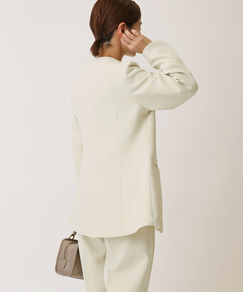 IENA（イエナ）の「＆NAVYノーカラーウールジャケット（ノーカラー