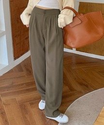 レディース ピンタックリラクシーストレートスラックス