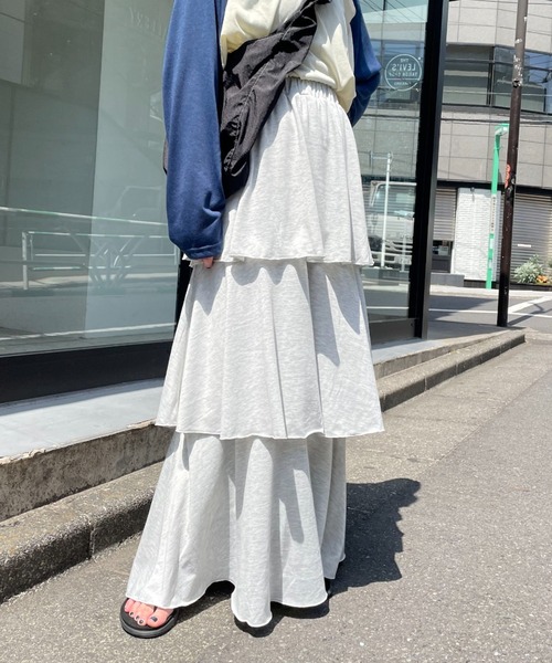 CIAOPANIC（チャオパニック）の「カットティアードスカート（スカート・レディース・ブルー/ブラック/ホワイト/グレー・FREE）」の3枚目の写真