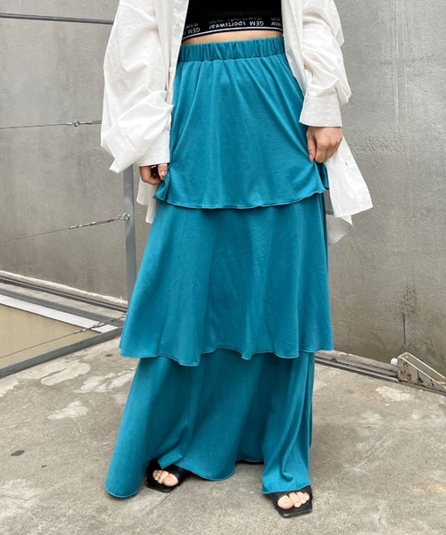 CIAOPANIC（チャオパニック）の「カットティアードスカート（スカート・レディース・ブルー/ブラック/ホワイト/グレー・FREE）」の4枚目の写真