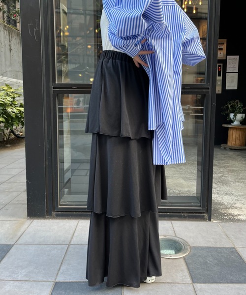 CIAOPANIC（チャオパニック）の「カットティアードスカート（スカート・レディース・ブルー/ブラック/ホワイト/グレー・FREE）」の19枚目の写真