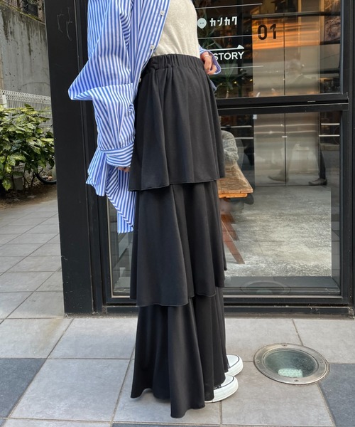 CIAOPANIC（チャオパニック）の「カットティアードスカート（スカート・レディース・ブルー/ブラック/ホワイト/グレー・FREE）」の20枚目の写真