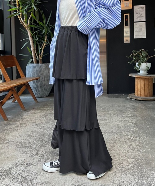 CIAOPANIC（チャオパニック）の「カットティアードスカート（スカート・レディース・ブルー/ブラック/ホワイト/グレー・FREE）」の13枚目の写真