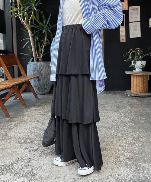 CIAOPANIC（チャオパニック）の「カットティアードスカート（スカート・レディース・ブルー/ブラック/ホワイト/グレー・FREE）」の14枚目の写真