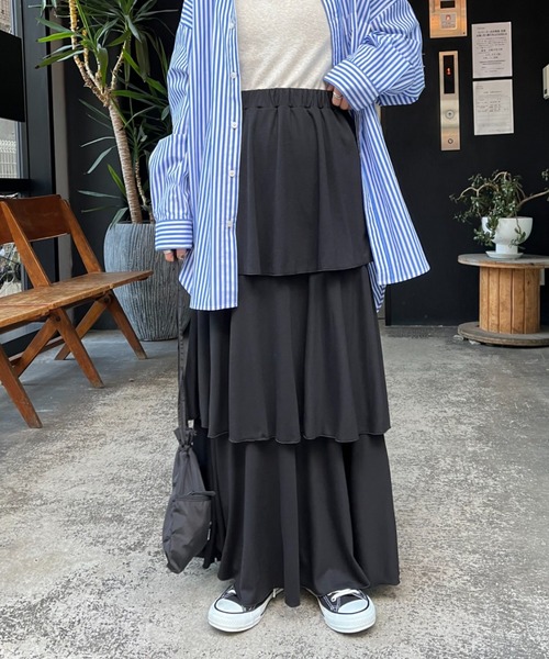 CIAOPANIC（チャオパニック）の「カットティアードスカート（スカート・レディース・ブルー/ブラック/ホワイト/グレー・FREE）」の15枚目の写真