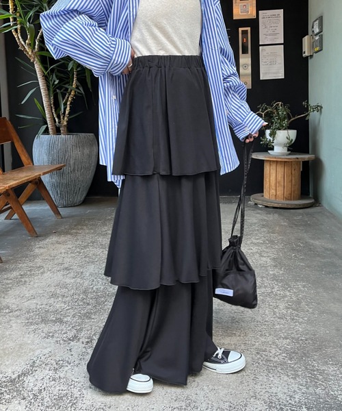 CIAOPANIC（チャオパニック）の「カットティアードスカート（スカート・レディース・ブルー/ブラック/ホワイト/グレー・FREE）」の16枚目の写真