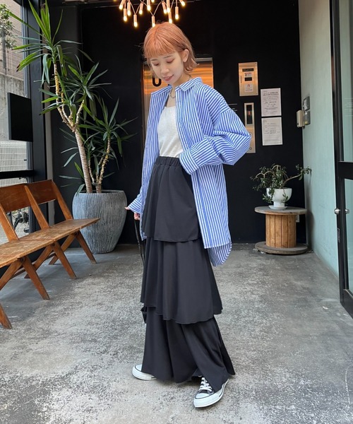 CIAOPANIC（チャオパニック）の「カットティアードスカート（スカート・レディース・ブルー/ブラック/ホワイト/グレー・FREE）」の9枚目の写真