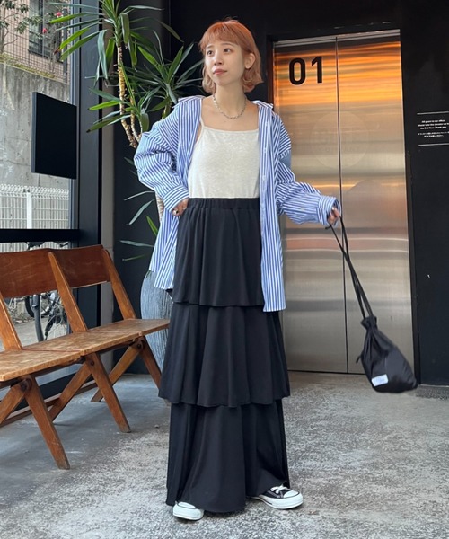 CIAOPANIC（チャオパニック）の「カットティアードスカート（スカート・レディース・ブルー/ブラック/ホワイト/グレー・FREE）」の10枚目の写真