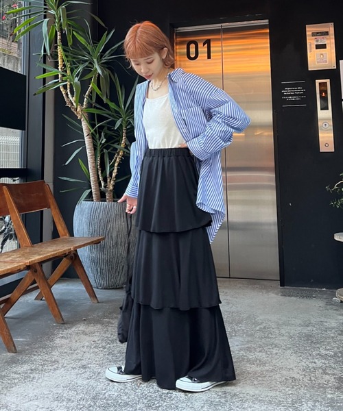 CIAOPANIC（チャオパニック）の「カットティアードスカート（スカート・レディース・ブルー/ブラック/ホワイト/グレー・FREE）」の6枚目の写真