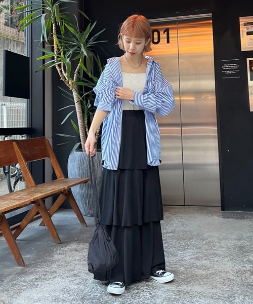 CIAOPANIC（チャオパニック）の「カットティアードスカート（スカート・レディース・ブルー/ブラック/ホワイト/グレー・FREE）」の8枚目の写真