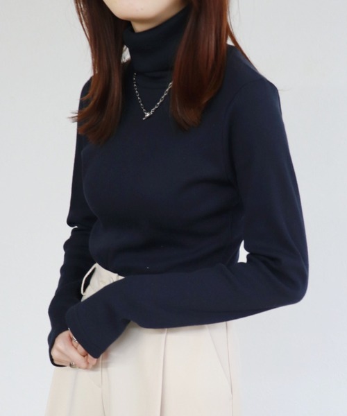 ISOOK（アイスー）の「【ZOZO限定】Multi color rib turtle  / マルチカラーリブタートル（Tシャツ/カットソー・レディース・オレンジ/モカ/イエロー/ネイビー/ホワイト・FREE）」の4枚目の写真