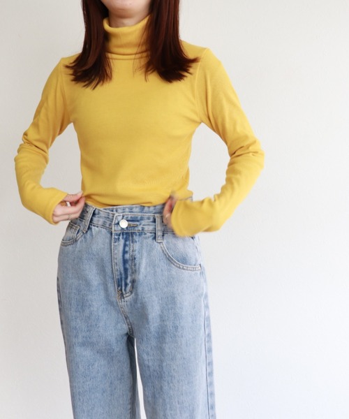 ISOOK（アイスー）の「【ZOZO限定】Multi color rib turtle  / マルチカラーリブタートル（Tシャツ/カットソー・レディース・オレンジ/モカ/イエロー/ネイビー/ホワイト・FREE）」の7枚目の写真
