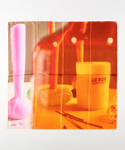 Temps des revesorange pink プリントスカーフ