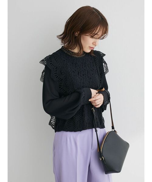 Petit fleur（プチフルール）の「・Petit　Fleur　イロイロレースキリカエブラウス（シャツ/ブラウス・レディース・ブラック/ライトグリーン/グレイッシュベージュ/オフホワイト・FREE）」の7枚目の写真