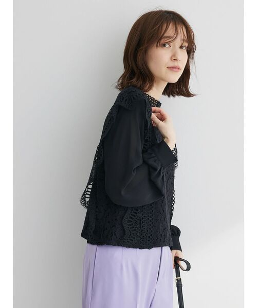 Petit fleur（プチフルール）の「・Petit　Fleur　イロイロレースキリカエブラウス（シャツ/ブラウス・レディース・ブラック/ライトグリーン/グレイッシュベージュ/オフホワイト・FREE）」の8枚目の写真