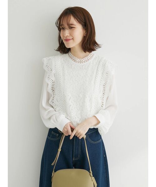 Petit fleur（プチフルール）の「・Petit　Fleur　イロイロレースキリカエブラウス（シャツ/ブラウス・レディース・ブラック/ライトグリーン/グレイッシュベージュ/オフホワイト・FREE）」の16枚目の写真