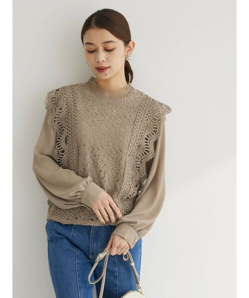 Petit fleur（プチフルール）の「・Petit　Fleur　イロイロレースキリカエブラウス（シャツ/ブラウス・レディース・ブラック/ライトグリーン/グレイッシュベージュ/オフホワイト・FREE）」の21枚目の写真