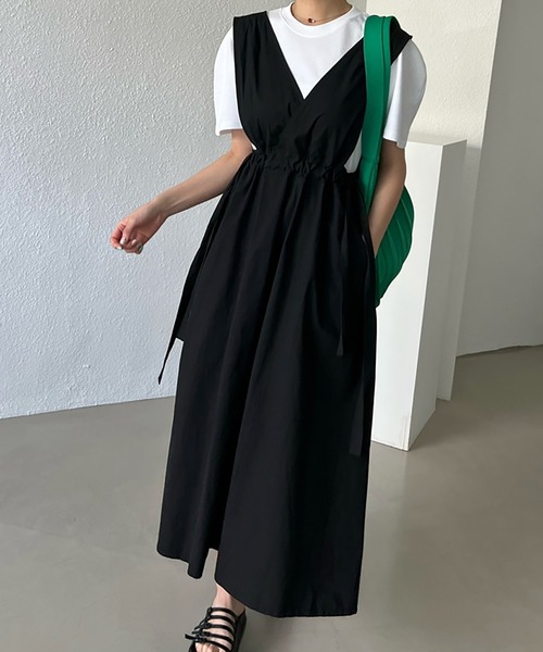 Girly Doll（ガーリードール）の「サイドリボンジャンパースカート（ジャンパースカート・レディース・ブラック/カーキ・F）」の5枚目の写真