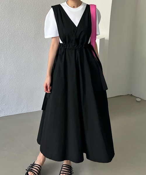 Girly Doll（ガーリードール）の「サイドリボンジャンパースカート（ジャンパースカート・レディース・ブラック/カーキ・F）」の9枚目の写真