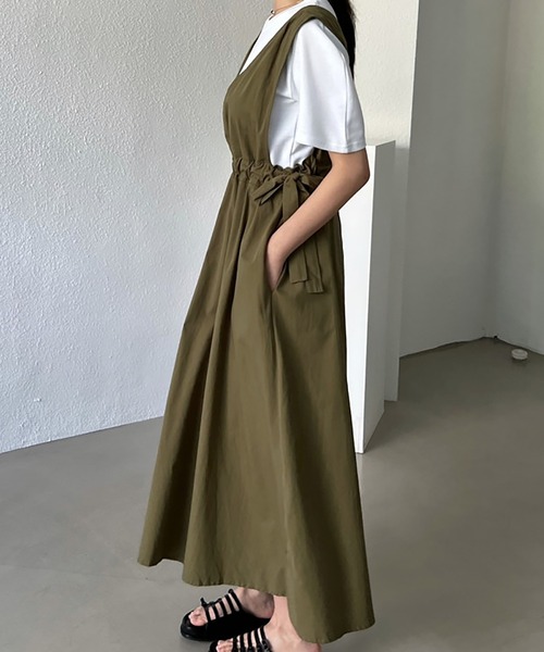 Girly Doll（ガーリードール）の「サイドリボンジャンパースカート（ジャンパースカート・レディース・ブラック/カーキ・F）」の18枚目の写真