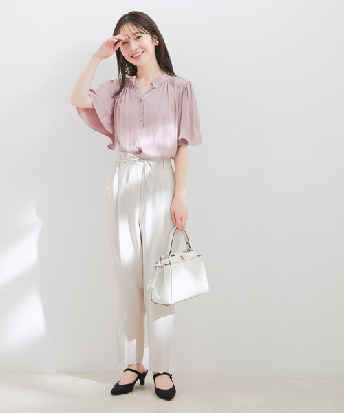 VIS（ビス）の「【接触冷感・洗える】イージーテーパードパンツ（スラックス・レディース・ベージュ/ネイビー/ホワイト系その他5/ブルー系その他5・SS/S/M/L/LL）」の5枚目の写真