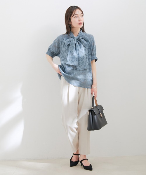 VIS（ビス）の「【接触冷感・洗える】イージーテーパードパンツ（スラックス・レディース・ベージュ/ネイビー/ホワイト系その他5/ブルー系その他5・SS/S/M/L/LL）」の19枚目の写真