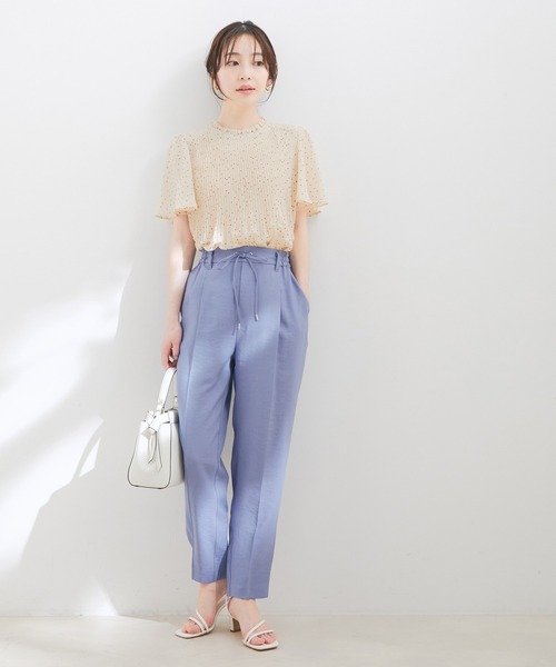 VIS（ビス）の「【接触冷感・洗える】イージーテーパードパンツ（スラックス・レディース・ベージュ/ネイビー/ホワイト系その他5/ブルー系その他5・SS/S/M/L/LL）」の22枚目の写真