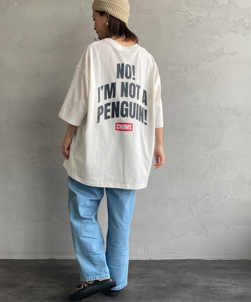 CHUMS（チャムス）の「[CHUMS/チャムス] IM NOT A PENGUIN オーバーサイズバックプリントTシャツ（Tシャツ/カットソー・レディース・サックスブルー/ベージュ/ホワイト/ブラック・MEDIUM/XL/L/M）」の6枚目の写真