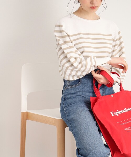 DRESKIP（ドレスキップ）の「◆【洗える】ぽわん袖のボタンデザインが大人かわいい！ボーダーニット（ニット/セーター・レディース・ベージュ系その他/ブラック系/オレンジ系その他2・02/03）」の3枚目の写真