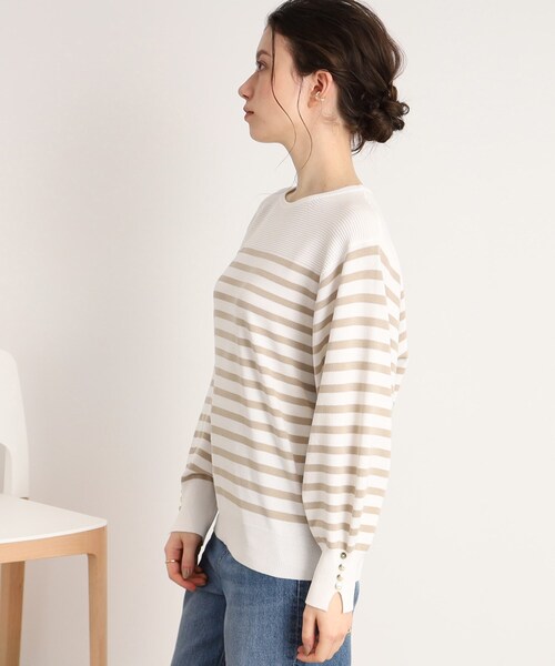 DRESKIP（ドレスキップ）の「◆【洗える】ぽわん袖のボタンデザインが大人かわいい！ボーダーニット（ニット/セーター・レディース・ベージュ系その他/ブラック系/オレンジ系その他2・02/03）」の16枚目の写真