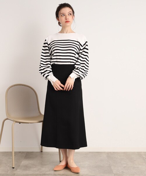 DRESKIP（ドレスキップ）の「◆【洗える】ぽわん袖のボタンデザインが大人かわいい！ボーダーニット（ニット/セーター・レディース・ベージュ系その他/ブラック系/オレンジ系その他2・02/03）」の14枚目の写真