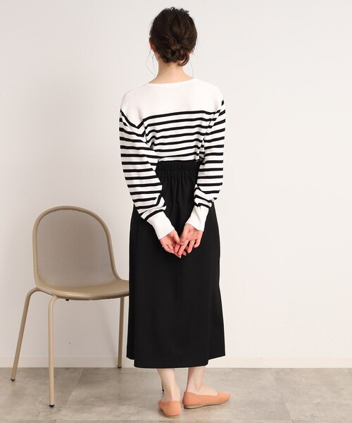 DRESKIP（ドレスキップ）の「◆【洗える】ぽわん袖のボタンデザインが大人かわいい！ボーダーニット（ニット/セーター・レディース・ベージュ系その他/ブラック系/オレンジ系その他2・02/03）」の8枚目の写真