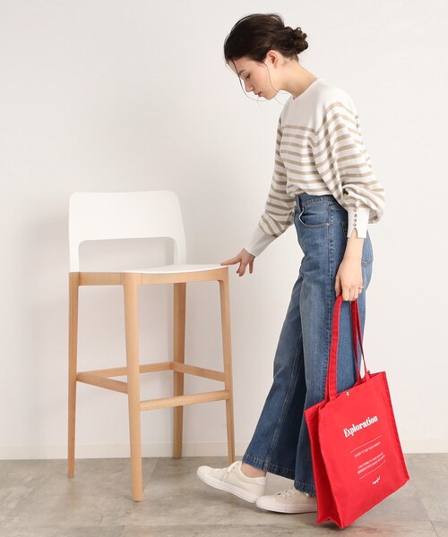 DRESKIP（ドレスキップ）の「◆【洗える】ぽわん袖のボタンデザインが大人かわいい！ボーダーニット（ニット/セーター・レディース・ベージュ系その他/ブラック系/オレンジ系その他2・02/03）」の15枚目の写真