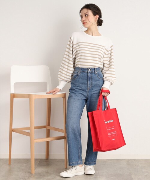 DRESKIP（ドレスキップ）の「◆【洗える】ぽわん袖のボタンデザインが大人かわいい！ボーダーニット（ニット/セーター・レディース・ベージュ系その他/ブラック系/オレンジ系その他2・02/03）」の21枚目の写真