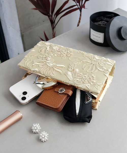 サテンがま口クラッチパーティーバッグ 結婚式 パーティー お呼ばれ オケージョン レースサテンがま口クラッチパーティーバッグ 結婚式 パーティー
