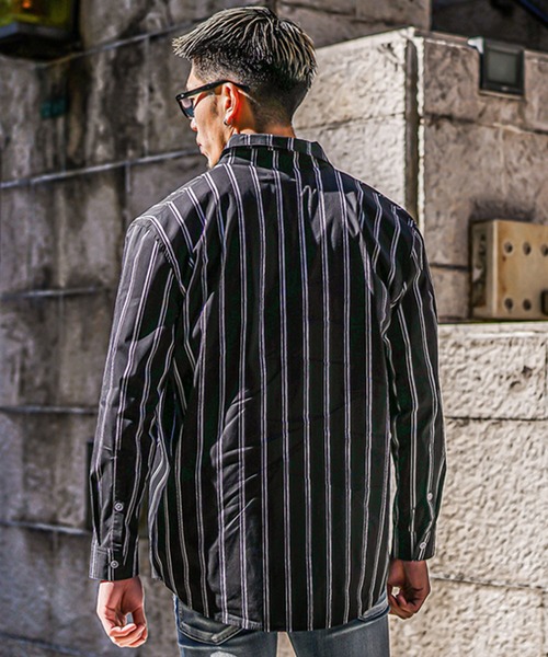 JOKER(ジョーカー)の「【JOKER】ストライプオーバーシャツ メンズ ビッグシルエット 清潔感 爽やか ストライプ シャツ(シャツ/ブラウス・メンズ・ブラック×ホワイト/ホワイト×ブラック・XL/M/L)」の11枚目の写真
