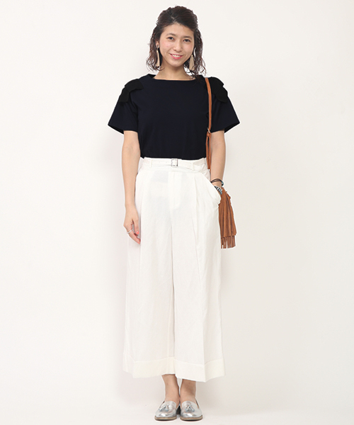 mystic（ミスティック）の「肩リボン半袖プルオーバー（Tシャツ/カットソー・レディース・グレー/ネイビー/ブラック/オフホワイト・ﾌﾘ-）」の16枚目の写真