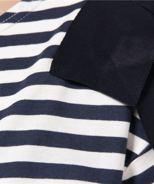 mystic（ミスティック）の「肩リボン半袖プルオーバー（Tシャツ/カットソー・レディース・グレー/ネイビー/ブラック/オフホワイト・ﾌﾘ-）」の5枚目の写真