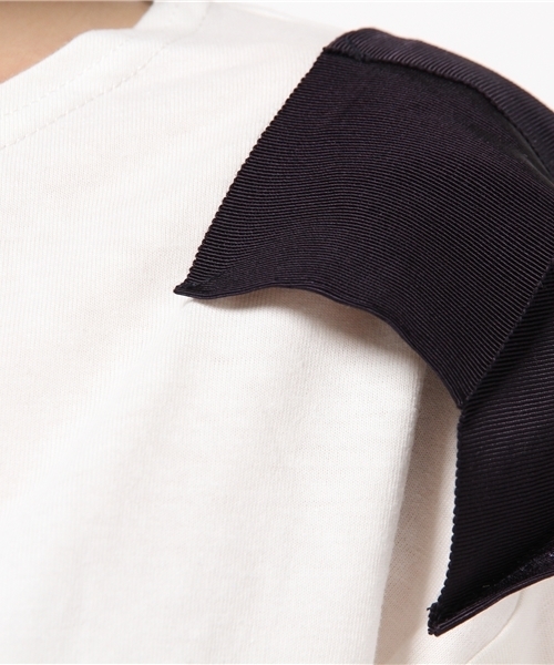 mystic（ミスティック）の「肩リボン半袖プルオーバー（Tシャツ/カットソー・レディース・グレー/ネイビー/ブラック/オフホワイト・ﾌﾘ-）」の6枚目の写真