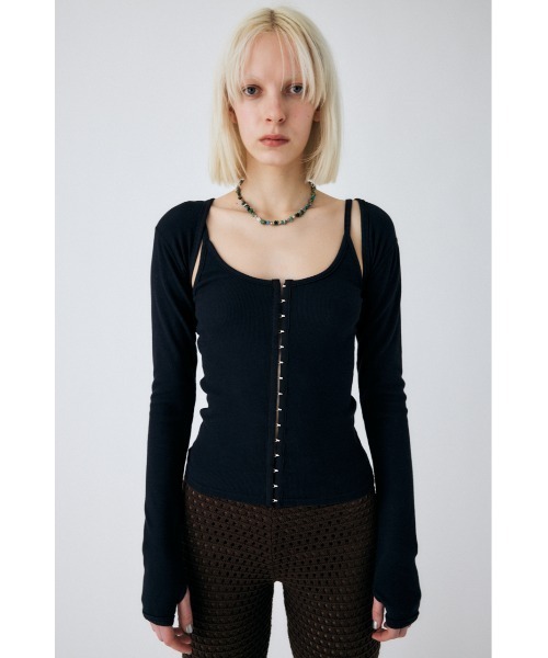 MOUSSY(マウジー)の「BOLERO AND CAMI セット(カーディガン/ボレロ・レディース・ブラック/ライトベージュ/ブラック系その他/ブルー系その他・FREE)」の6枚目の写真