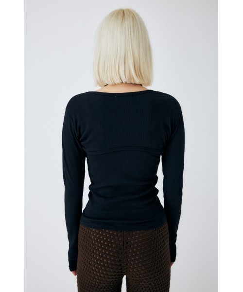 MOUSSY(マウジー)の「BOLERO AND CAMI セット(カーディガン/ボレロ・レディース・ブラック/ライトベージュ/ブラック系その他/ブルー系その他・FREE)」の8枚目の写真