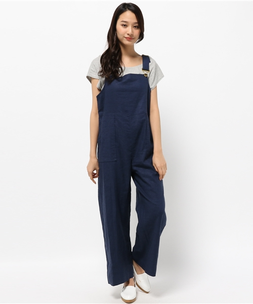 mystic（ミスティック）の「【Omekashi】ワイドサロペット（サロペット/オーバーオール・レディース・オフホワイト/ネイビー/ブラック・ﾌﾘ-）」の3枚目の写真